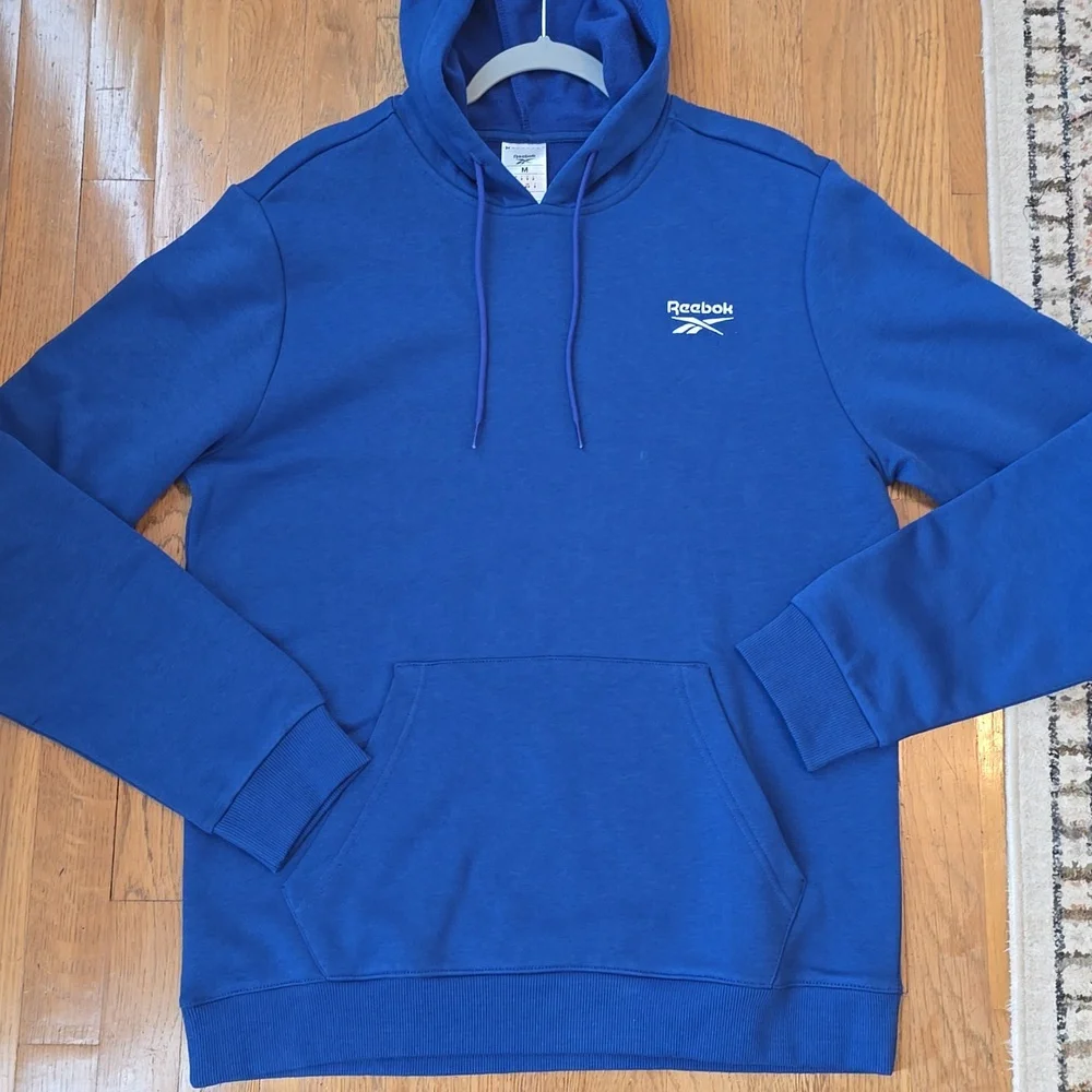 REEBOK BRAND SIGNATURE MEN'S BLUE PULLOVER FLEECE HOODIE SIZE MEDIUM - Picture 14 of 15